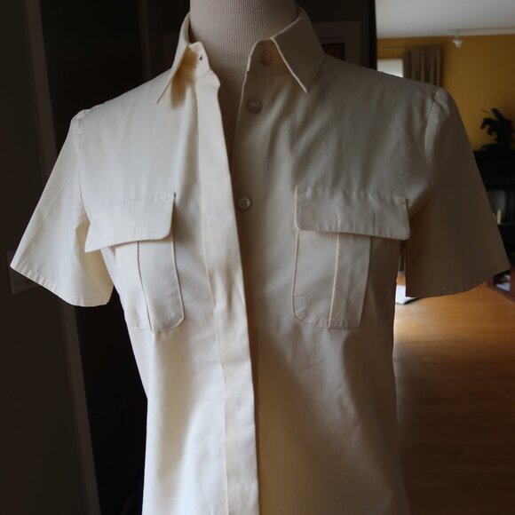 Michael Kors Collection 2 front pockets cream button down blouse top sz 2 ITALY - Picture 1 of 14